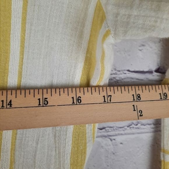 Free People Yellow Striped Button Up Peasant - Picture 10 of 12